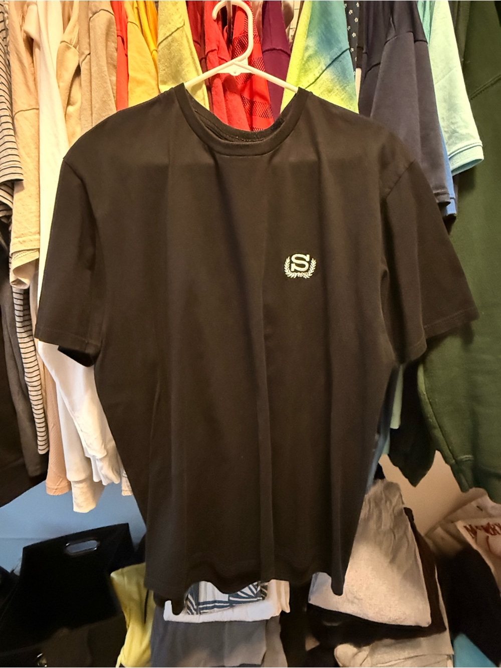 Stussy Black Short Sleeve T-Shirt with Small Chest Logo